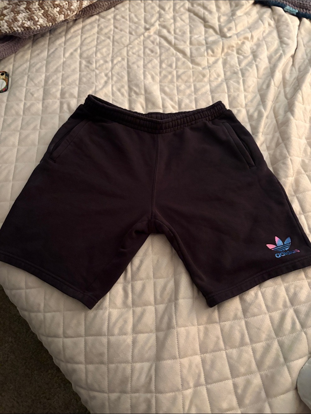 Adidas Originals Black Shorts with Pink & Blue Trefoil Series